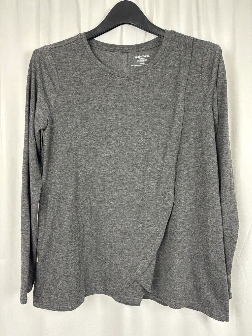 Motherhood Maternity Nursing Top Long Sleeve Tulip Gray Small Classic Basic